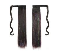 Extension per capelli a coda di cavallo, pezzo di capelli con clip avvolgente colorato in seta ad alta temperatura, liscio con colla magica per la clip nella coda di cavallo.,2#