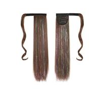 Extension per capelli a coda di cavallo, pezzo di capelli con clip avvolgente colorato in seta ad alta temperatura, liscio con colla magica per la clip nella coda di cavallo.,2/30#