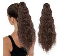 Extension per capelli a treccia, extension a coda di cavallo, struttura ondulata, con clip per un facile trasporto, per una coda di cavallo perfetta (50 cm, marrone scuro)