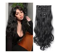 Extension per capelli, Abito da 16 carte in fibra chimica pezzo di estensione for capelli ricci lunghi capelli ricci a onda grande set di sette pezzi di capelli in carta,per donne(Off-white)