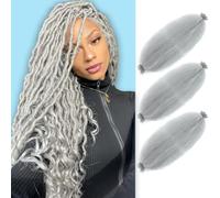 Extension per capelli afro pre-stirati, pre-stirati, per capelli morbidi afro e molle, per trecce Marley Twist (20,3 cm (confezione da 3), grigio