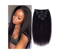 Extension per capelli alla moda Clip diritta crespa nelle estensioni dei capelli umani di remy brasiliani colore naturale 120G 8 pezzi/set Testa completa for le donne Morbide(14inches)