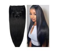 Extension per capelli alla moda Clip nelle estensioni dei capelli Capelli umani brasiliani Testa completa diritta serica for le donne 120g 8 pezzi for set con 18 clip Morbide(Jet Black,26inches)