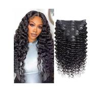 Extension per capelli alla moda Clip nelle estensioni dei capelli umani 10-26 pollici Onda lunga e profonda 8 pezzi 120g Estensioni ricci brasiliani di Remy dell'onda nera naturale Morbide(22inches)
