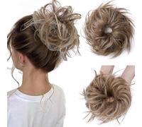 Extension per capelli alla moda con coda di cavallo, capelli disordinati, extension per capelli da donna, biondo cenere