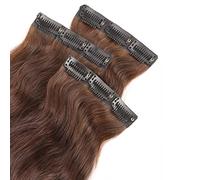 Extension per capelli castano scuro, ondulate lunghe 24"/60cm, 3 pezzi, clip in extension per capelli, veri capelli umani, naturali, soffici, ricci e ondulati, posticci r,24
