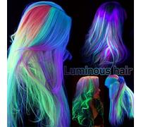 Extension per capelli che brillano al buio, 18 pezzi di extension per capelli sintetici fluorescenti e colorati da 50 cm, accessori per capelli luminescenti, regali per parrucchieri Fibra ad alta temp