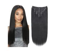 Extension per capelli Clip dritta Yaki nelle estensioni dei capelli 8 pezzi Estensioni dei capelli umani neri naturali Clip for capelli lisci crespi brasiliani Remy nelle estensioni for le donne Exten