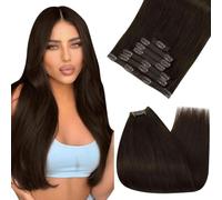 Extension per capelli con clip, capelli umani, capelli veri, colore con mèches, extension per capelli brasiliani a testa intera, 7 pezzi, 4 castano medio, 18 pollici, 105 g, 90 g o 105 g