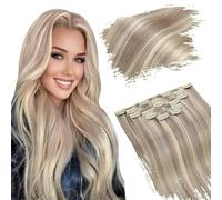 Extension per capelli con clip, capelli umani, capelli veri, colore con mèches, extension per capelli brasiliani a testa intera, 7 pezzi, P20, 60, 20 pollici, 105 g, 90 g o 105 g