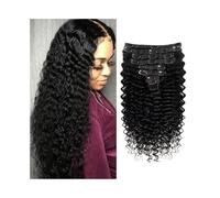 Extension per capelli con clip Estensioni dei capelli ricci da 10-26 pollici for le donne nere Clip ad onda profonda nelle estensioni dei capelli umani veri 8 pezzi Clip for capelli brasiliani di Remy
