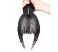 Extension per capelli con clip, frangia in veri capelli umani con tempie, posticci per donne, frangia piatta con clip, extension per capelli neri regolabili.,Natural Color-A