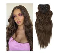 Extension per capelli con clip in 6 pz/set extension sintetiche clip in capelli lunghi ondulati 22 pollici capelli spessi per donne marrone cioccolato capelli finti naturali parrucchieri