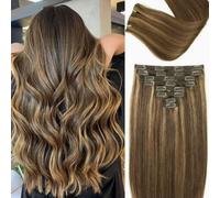 Extension per capelli con clip in capelli veri umani, 8 pezzi 120g,16inch | Extension Capelli Umani Remy Lisci Invisibili Senza Cuciture, Facili da Acconciare, Non Si Annodano e Non Perdono Capelli