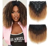 Extension per capelli con clip in capelli veri umani, 8 pezzi 120g,20inch | Extension Capelli Umani Remy Afro Ricci Invisibili Senza Cuciture, Facili da Acconciare, Senza Nodini e Senza Caduta