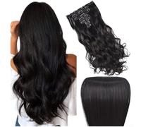 Extension per capelli con clip, lunghezza 50 cm, lisce, resistenti al | Integrazione senza cuciture, aspetto naturale, tenuta sicura, nasconde i capelli sottili, fissaggio rapido