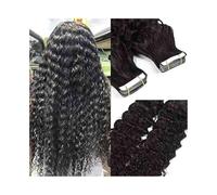 Extension per capelli con clip Nastro a onde profonde nelle estensioni dei capelli umani # 1B Nero naturale 20 pezzi 16-26 pollici Nastro for capelli ricci con trama della pelle senza cuciture nelle e