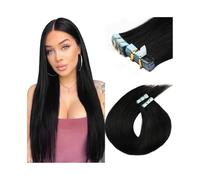 Extension per capelli con clip Nastro for veri capelli umani nelle estensioni #1 Jet Black Estensioni for capelli Remy lisci come la seta 16-26 pollici 20 pz/50g Nastro invisibile forte nelle estensio