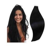 Extension per capelli con clip Nastro nelle estensioni dei capelli # 1B Capelli umani Remy neri naturali 20 pezzi 50g Nastro di trama della pelle dritto come la seta nelle estensioni dei capelli Adesi