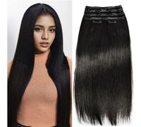 Extension per Capelli con Clip senza Cuciture, Capelli Veri Umani, Nero Naturale, Estensione con Clip per Donne per Uso Quotidiano, Trama Sottile in PU Morbida Naturale, 6 Pezzi,12inch