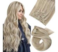 Extension per capelli con clip, set di capelli veri lisci da 5 e 7 pezzi, extension per capelli umani con clip brasiliane P18 613 18 pollici 45 cm 105G 70G 105G