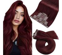 Extension per capelli con clip, set di capelli veri lisci da 5 e 7 pezzi, extension per capelli umani con clip brasiliane da 99J, 24 pollici, 60 cm, 105 g, 70 g, 105 g