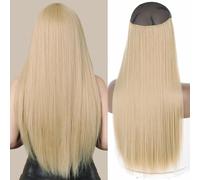Extension per capelli con filo invisibile, senza clip, capelli dritti con filo segreto regolabile (56 cm, M27/613#)