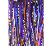 Extension per capelli con piume - Piume viola scuro e marrone naturale, tutte legate insieme, di lunghezza variabile da 4 a 7 pollici, con un tot