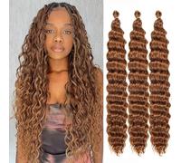 Extension per capelli da 76 cm, 3 confezioni da 3 pezzi, ondulate profonde, trecce all'uncinetto, trecce per capelli da donna (30#, 76 cm)