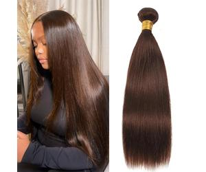 Extension per capelli da donna, lisce, color marrone cioccolato, brasiliane, lunghezza 25-75 cm, capelli umani non trattati, cuciture a macchina, ciocche morbide e lucenti. Capelli veri