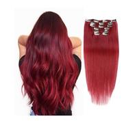 Extension per capelli Estensioni dei capelli con clip Pezzi di capelli umani veri 7 pezzi for set Estensioni dei capelli rosso vino Estensioni con clip di capelli umani vergini al 100% Remy Clip a dop