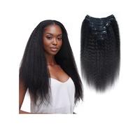 Extension per capelli, Extension for capelli ricci lisci con clip, 8 pezzi, da 12 a 26 pollici, capelli umani Remy brasiliani for donne nere,per donne(24inch)