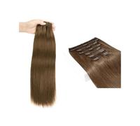 Extension per capelli, Extension for capelli veri Remy con clip, castano castano, 120 g, 8 pezzi, doppia trama, spessi e lisci come la seta.,per donne(26inch)