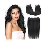Extension per capelli Extension per capelli con filo Capelli umani, capelli umani, 12-18 pollici, lisci e setosi, neri come il carbone, invisibili, (Un colore - 14 pollici