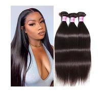 Extension per Capelli Fasci di capelli umani lisci Tessuto for capelli da 8-30 pollici Fasci di capelli lisci brasiliani Le estensioni dei capelli umani possono essere tinte Extension per Treccine(Jet