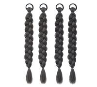 Extension per capelli, fibra sintetica resistente alle alte temperature, 2 paia di code di cavallo finte, nero naturale e marrone nero, elastici per capelli, facili da indossare, ideali per ogni