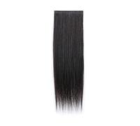 Extension per capelli lisci da 20"/50 cm, posticci lisci lunghi, set da 2 pezzi, extension con clip, capelli veri umani, neri e castani, regolabili.,16