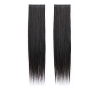 Extension per capelli lisci da 20"/50 cm, posticci lisci lunghi, set da 2 pezzi, extension con clip, capelli veri umani, neri e castani, regolabili.,24