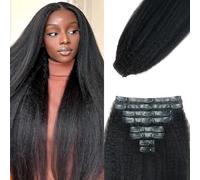 Extension per capelli lisci e crespi senza cuciture, per donne nere, extension di capelli umani vergini brasiliani, 8 pezzi, clip senza cuciture, con 18 clip, invisibili, trama in pelle PU 120 g, 40,6