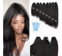 Extension per capelli Nastro diritto crespo nero nell'estensione dei capelli for le donne nere Nastro Remy invisibile da 12-26 pollici nell'estensione dei capelli umani(26 inch)