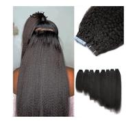extension per capelli, Nastro dritto crespo da 12-26 pollici nelle estensioni dei capelli umani for donne nere Capelli Remy adesivi al 100% for capelli Remy neri(18 inch)