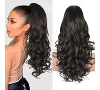 Extension per capelli naturali da 60 cm, extension per capelli naturali sintetici, coda di cavallo, extension morbide per donne e ragazze (colore: marrone scuro)