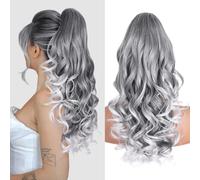 Extension per capelli naturali da 60 cm, extension per capelli naturali sintetici, coda di cavallo, extension morbide per donne e ragazze (colore: T2/1001#)