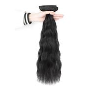 Extension per capelli neri ondulati da donna, 50 cm, 5 pezzi, spessi, ricci, ondulati, con clip, per extension, veri capelli umani, parrucche ondulate regolabili.,24