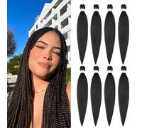 Extension per capelli pre-stirate, 66 cm, confezione da 8 pezzi, trecce naturali, all'uncinetto, con acqua calda, consistenza morbida yaki (66 cm, #2)