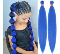 Extension per capelli pre-stirate blu, 76 cm, 2 confezioni da 2 pezzi, facili da usare