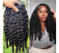 Extension per capelli ricci birmani, lunghe dai 14 ai 24 pollici, 100% capelli umani non trattati, ricci, 1/3/4 ciocche, nero naturale, doppia cucitura, tecnica di tessitura rapida Extension per capel