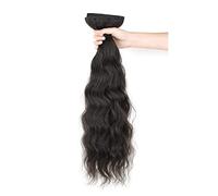 Extension per capelli ricci lunghi con clip, veri capelli umani, 5 pezzi, 20"/50 cm, ondulati, castani, con clip, per donna, parrucche lunghe e ricce regolabili.,20