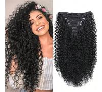 Extension per capelli, Set di 7 parrucche sintetiche ricce da 50 cm, extension con clip da 140 g,per donne(Brownish yellow)