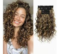 Extension per capelli sintetici da 14 pollici a clip per donne,H430 | Extension Clip Ricci Mossi, Cucitura Invisibile, Setose e Morbide, Comode e Veloci, Facili da Installare
